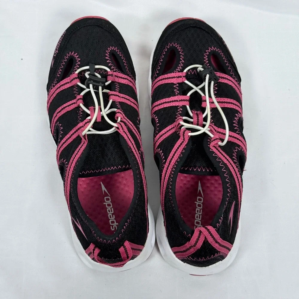 Speedo Womens Water Shoes Size 8 Black Pink Swim Hiking Quick Lace - Picture 10 of 11
